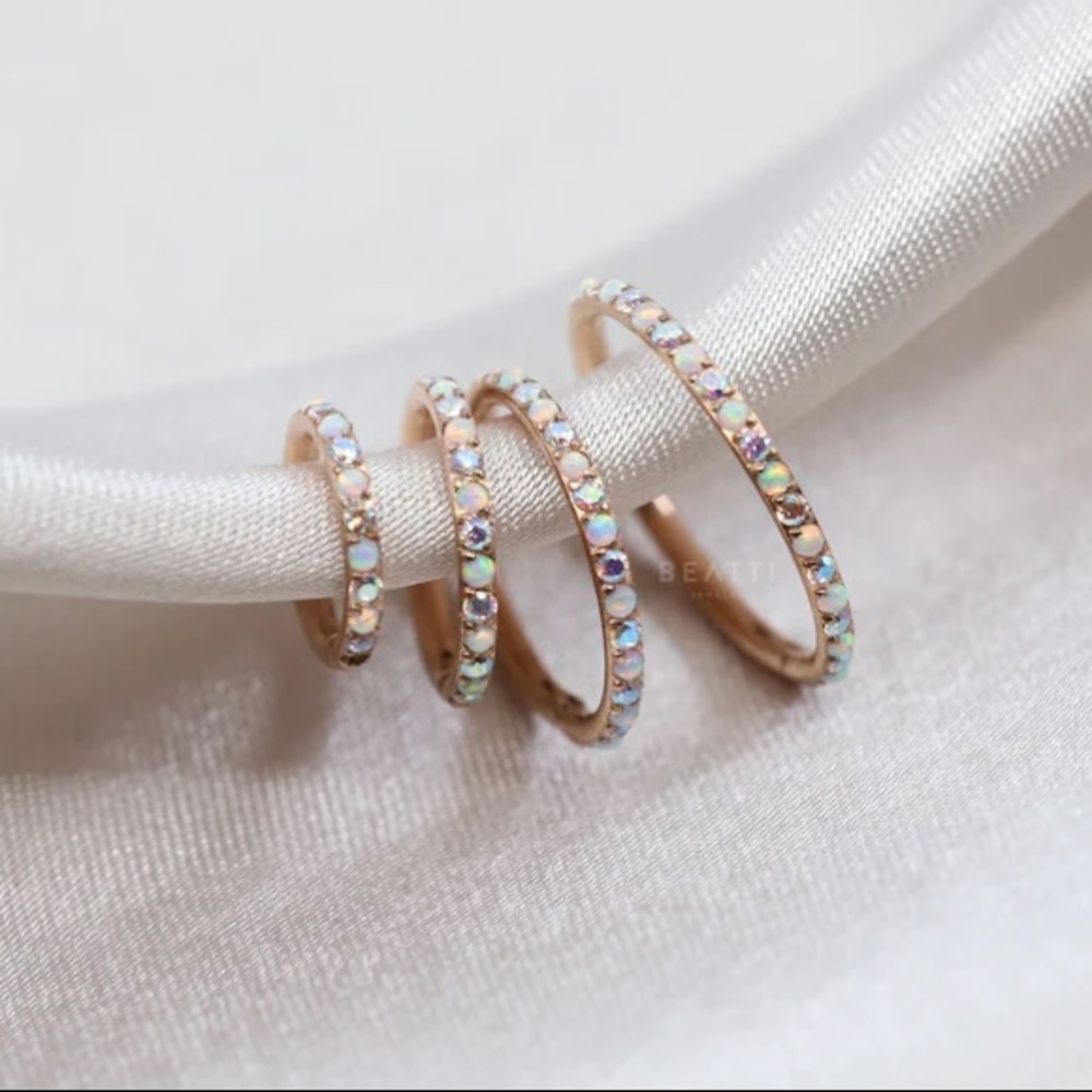 Opal Studded Hoop Rings